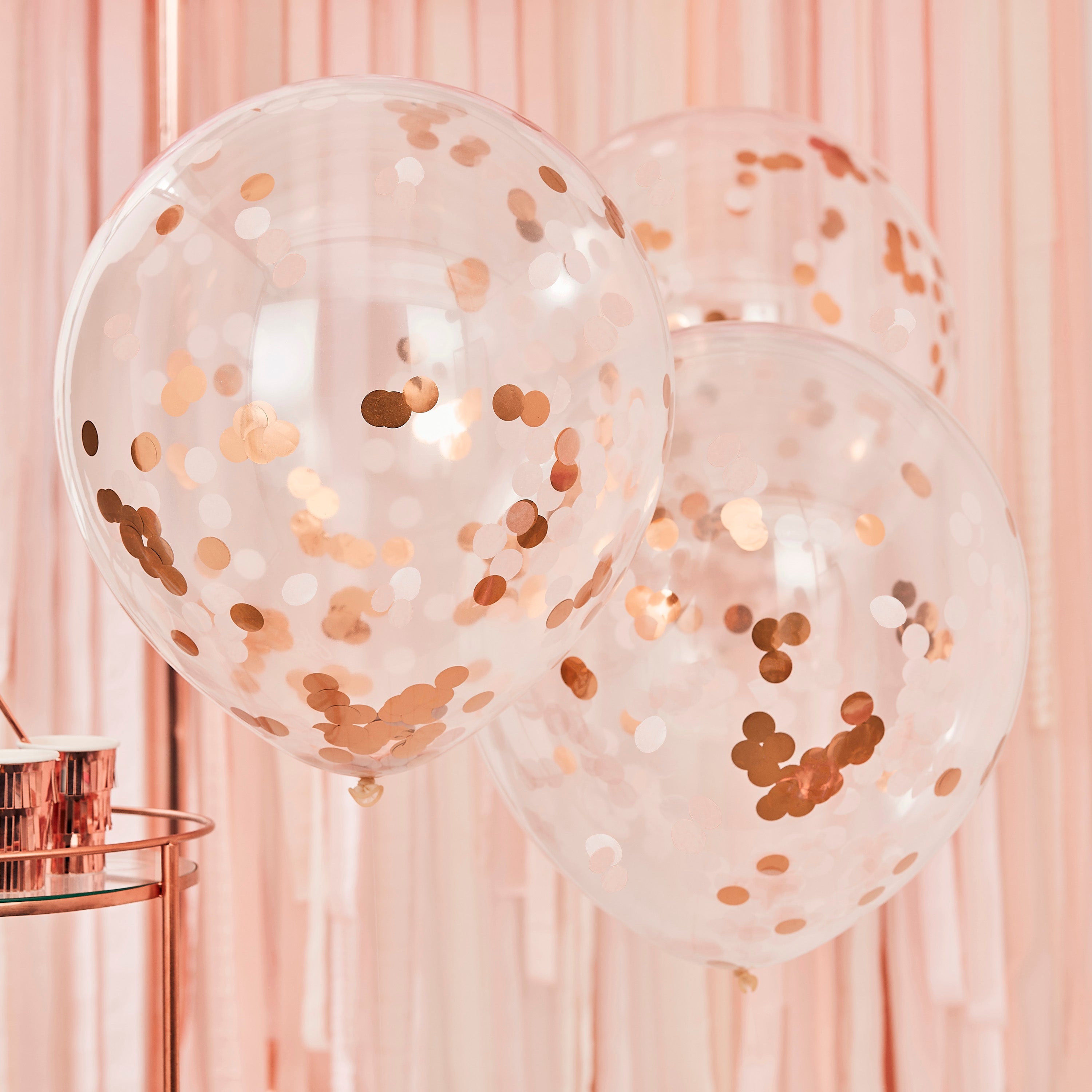 Giant Rose Gold And Blush Large Confetti Balloons- 5 Inner Pack