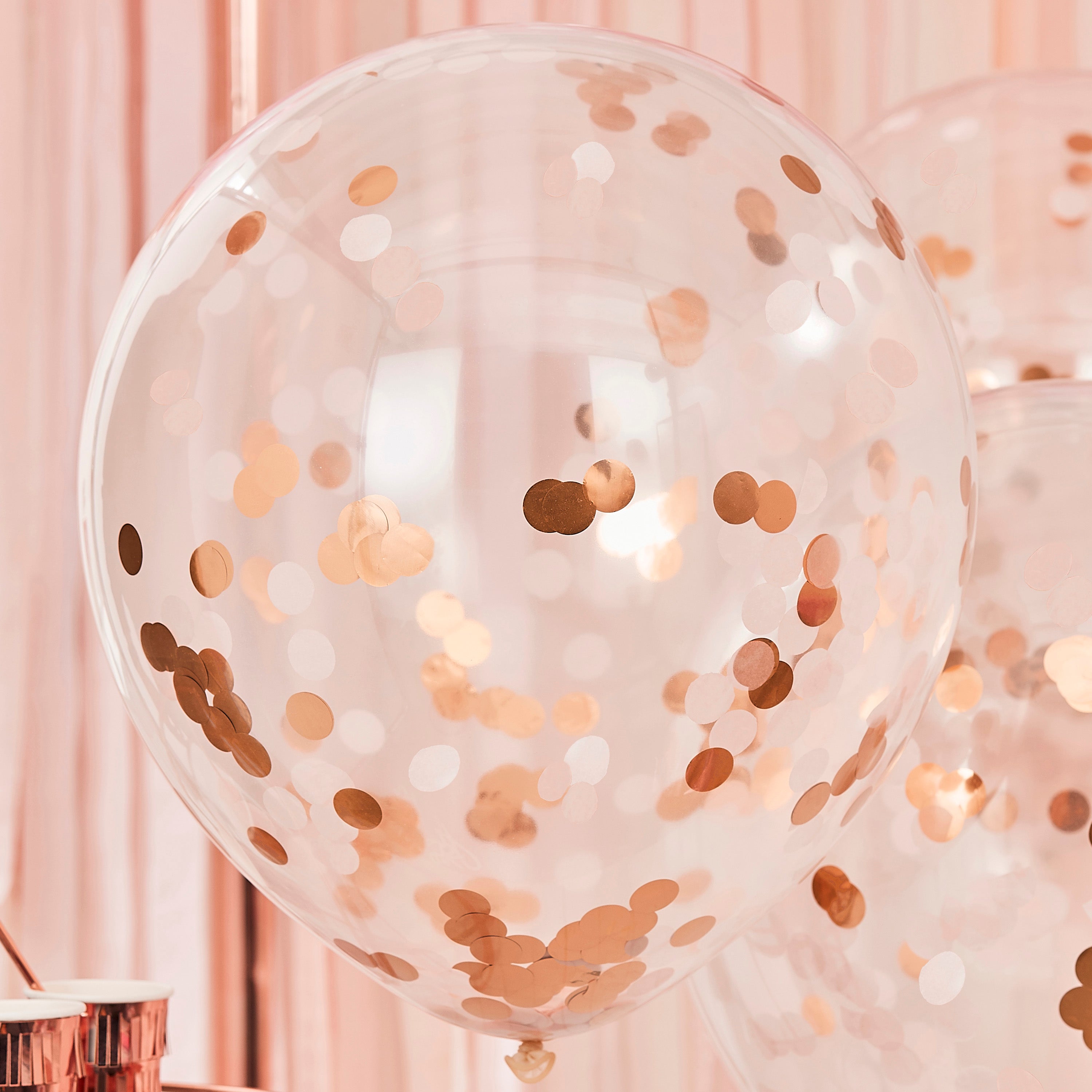 Giant Rose Gold And Blush Large Confetti Balloons- 5 Inner Pack