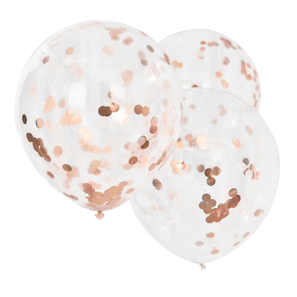Giant Rose Gold And Blush Large Confetti Balloons- 5 Inner Pack