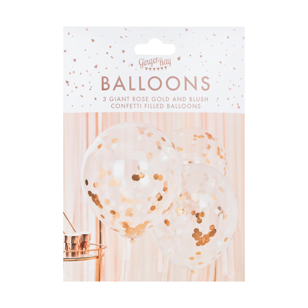 Giant Rose Gold And Blush Large Confetti Balloons- 5 Inner Pack