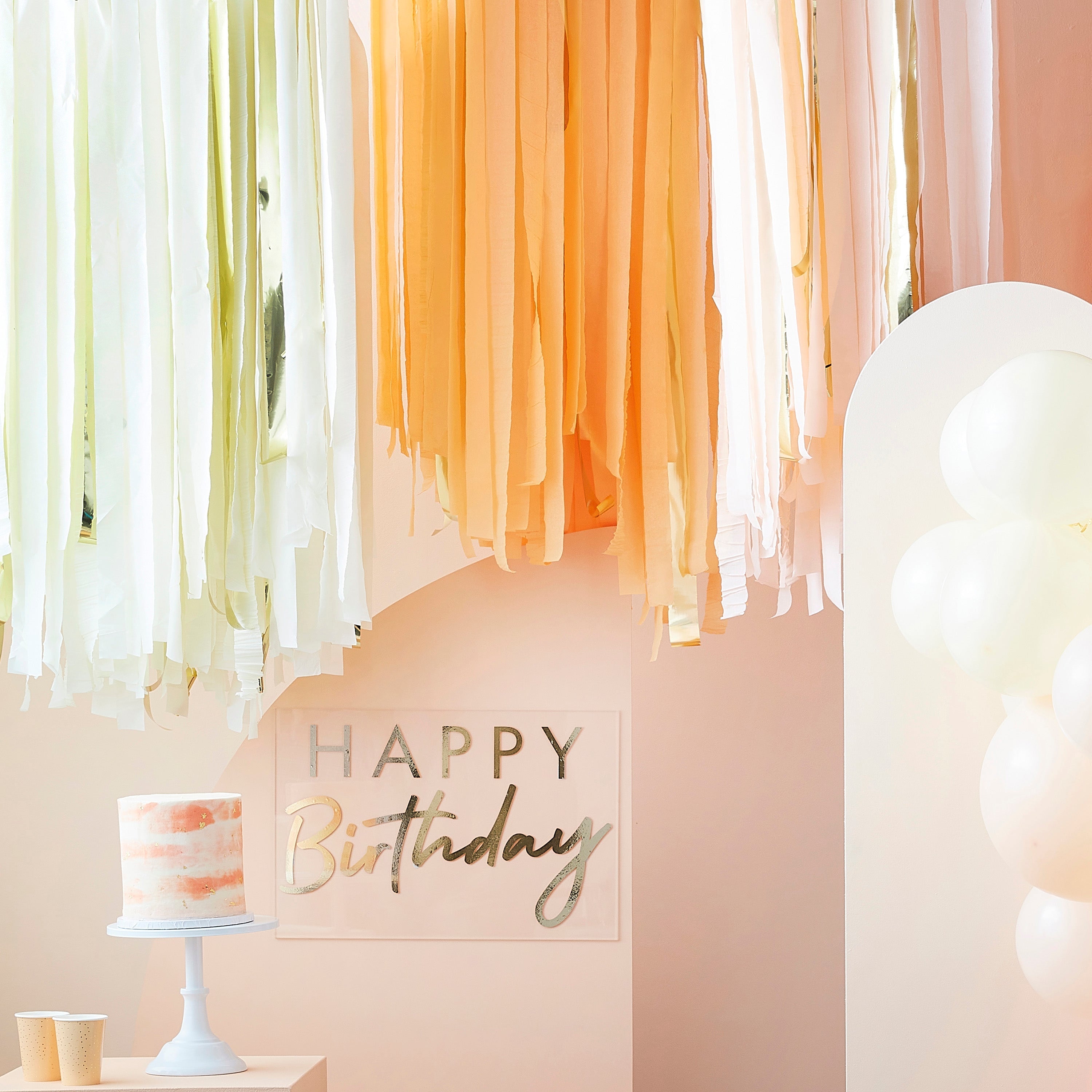 Peach and Gold Hanging Streamer Party Backdrop- 5 Inner Pack