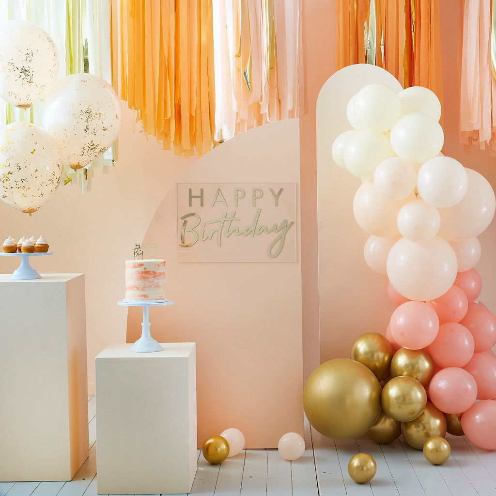 Peach and Gold Hanging Streamer Party Backdrop- 5 Inner Pack