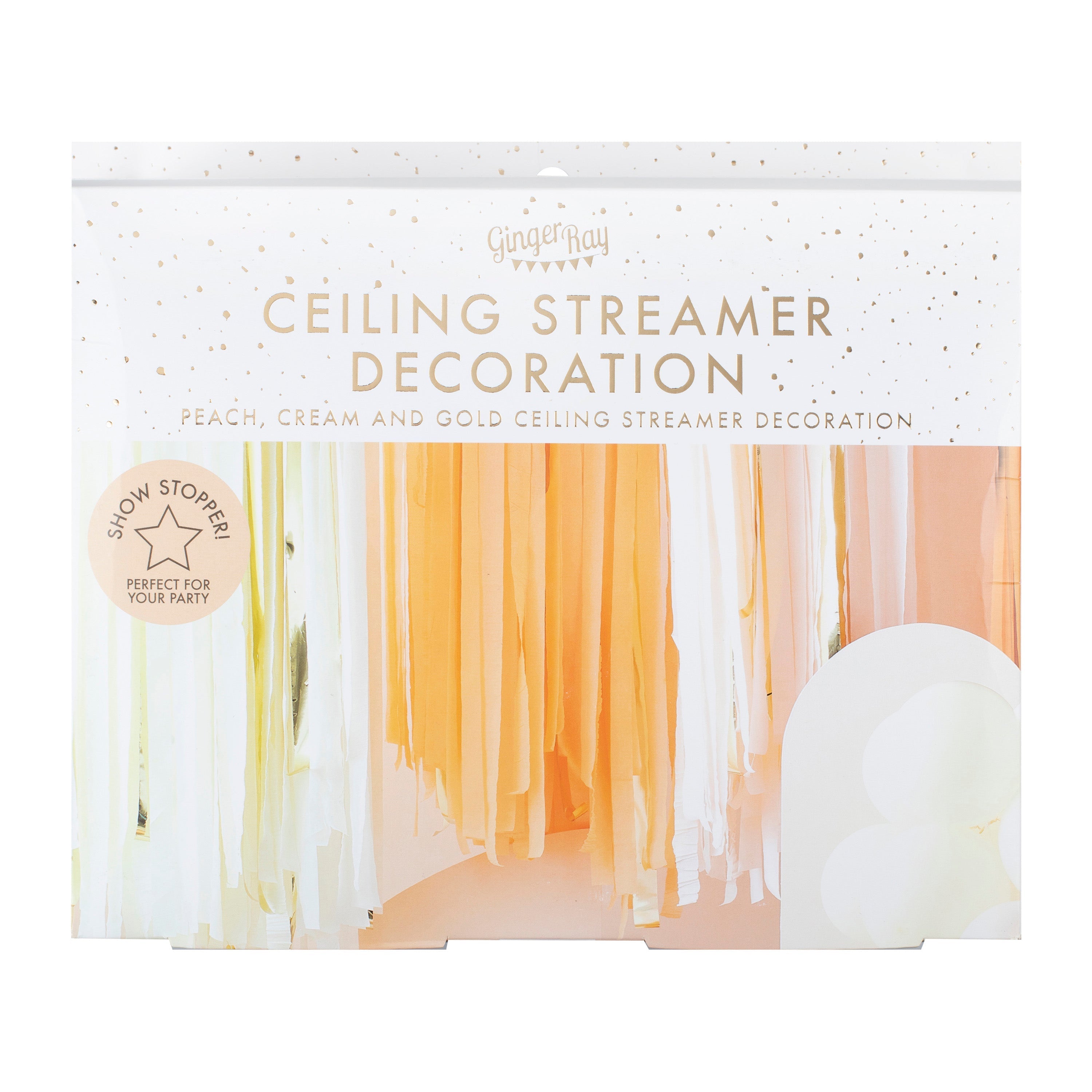 Peach and Gold Hanging Streamer Party Backdrop- 5 Inner Pack