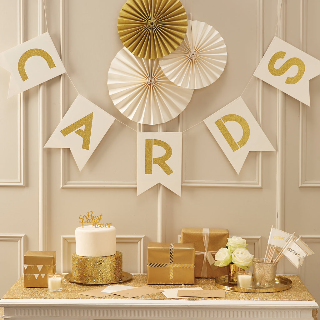 Ivory & Gold Cards Bunting - Metallic Perfection