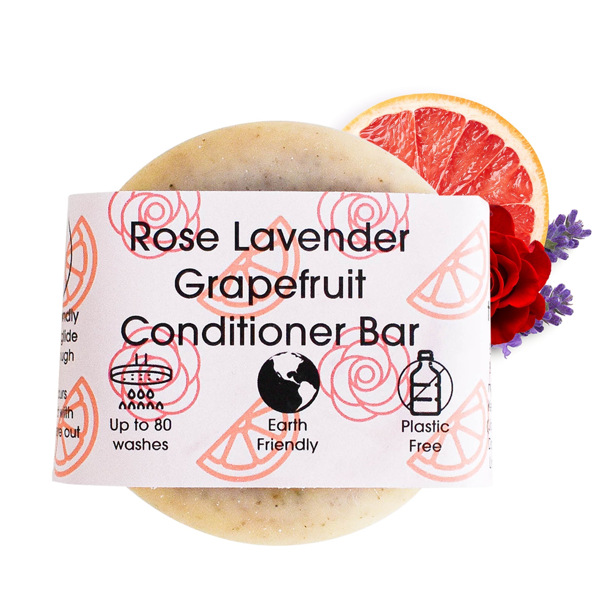 Rose, Grapefruit & Lavender Solid Conditioner Bar | Natural Hair Conditioner for All Hair Types | Vegan, Plastic-Free Hair Care
