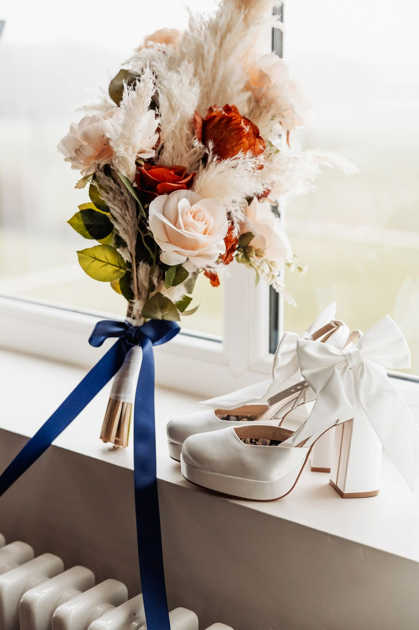 Burnt Orange & Pale Peach Pampas Bouquet