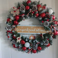 22-inch gingerbread Christmas wreath with red and white baubles and Gingerbread Street sign