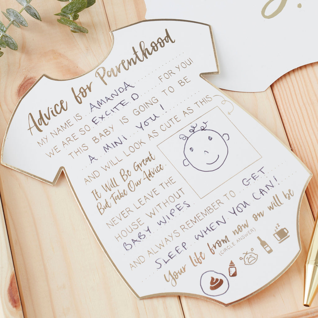 Gold Foiled Baby Shower Prediction Game Cards- 10 Inner Pack