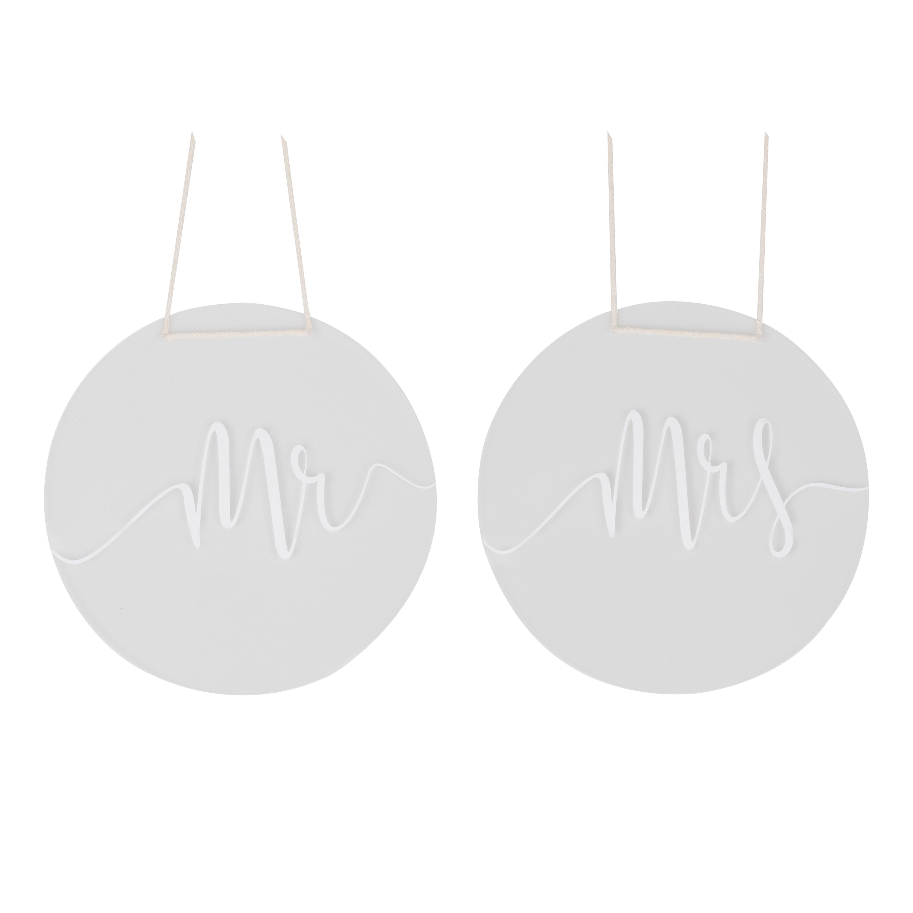 Acrylic Mr and Mrs Chair Signs- 5 Inner Pack