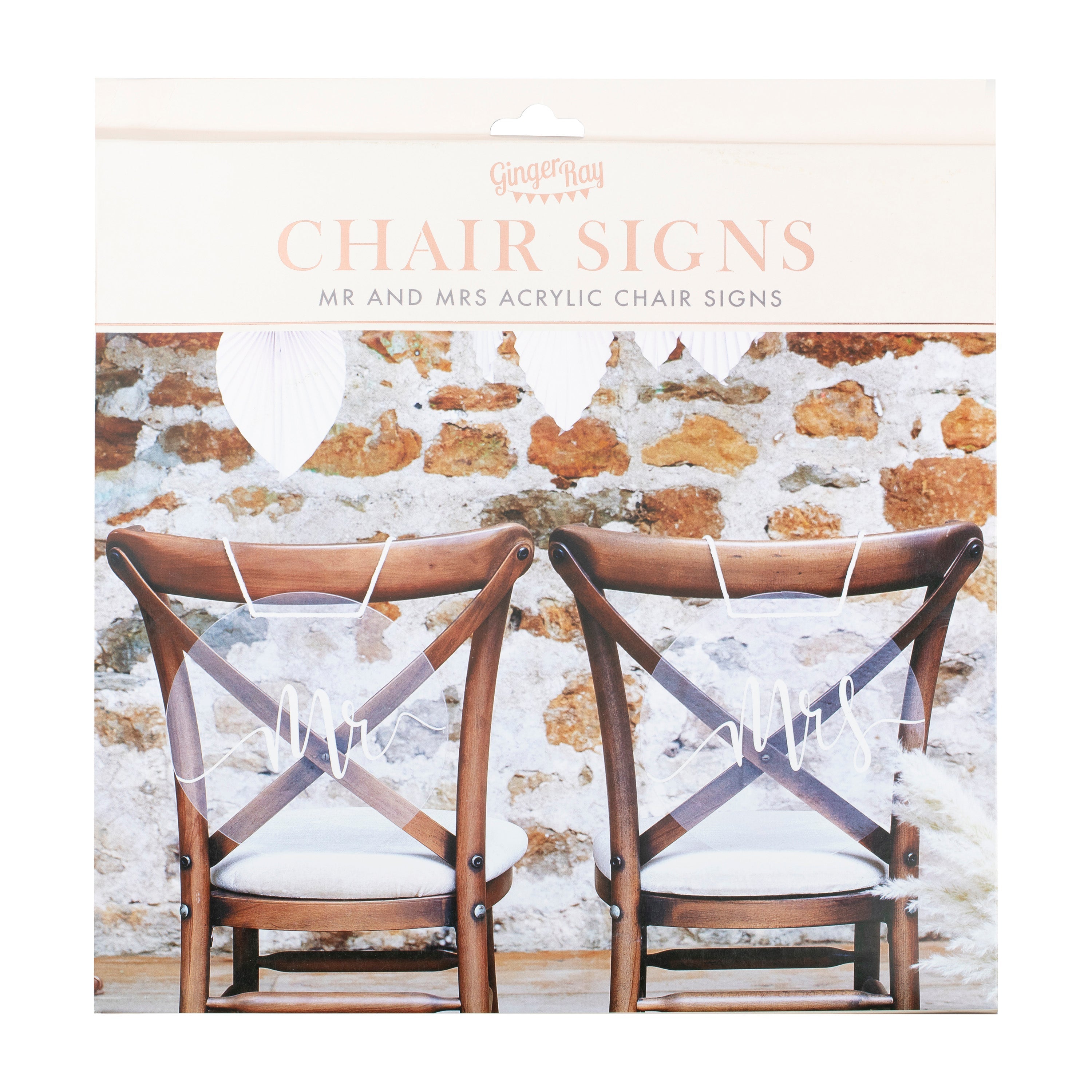 Acrylic Mr and Mrs Chair Signs- 5 Inner Pack