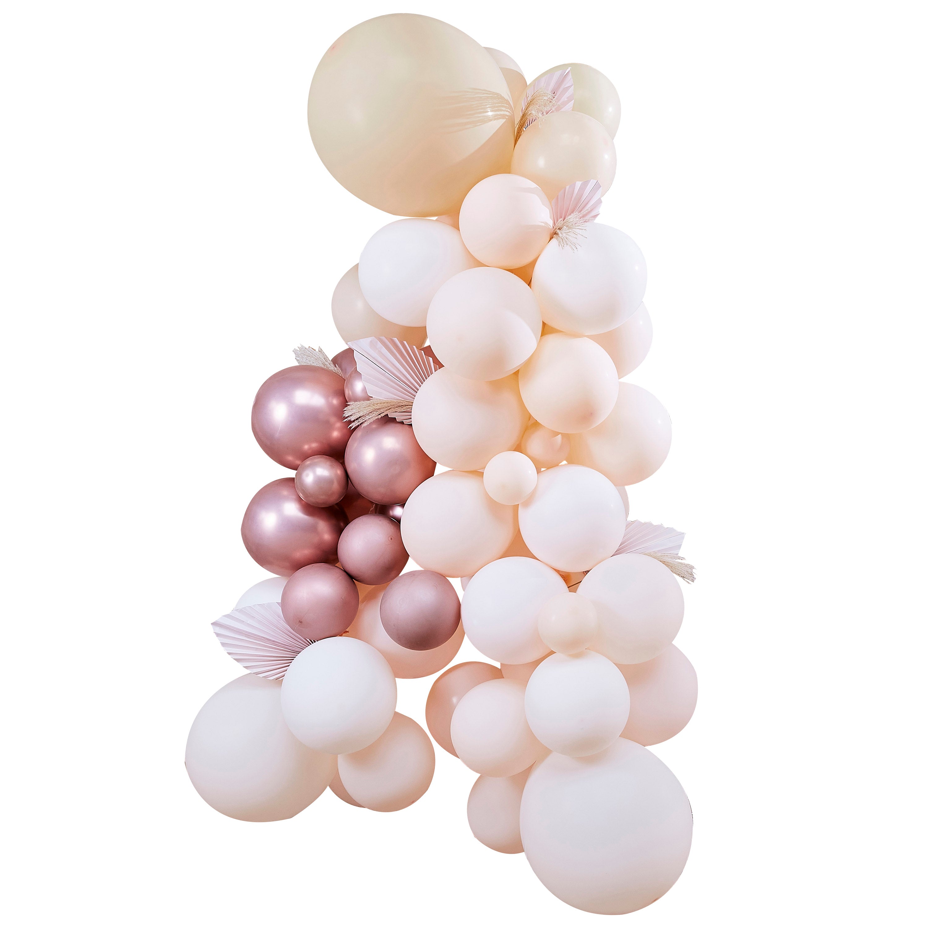 Pampas, White, Peach and Rose Gold Balloon Arch Kit- 5 Inner Pack