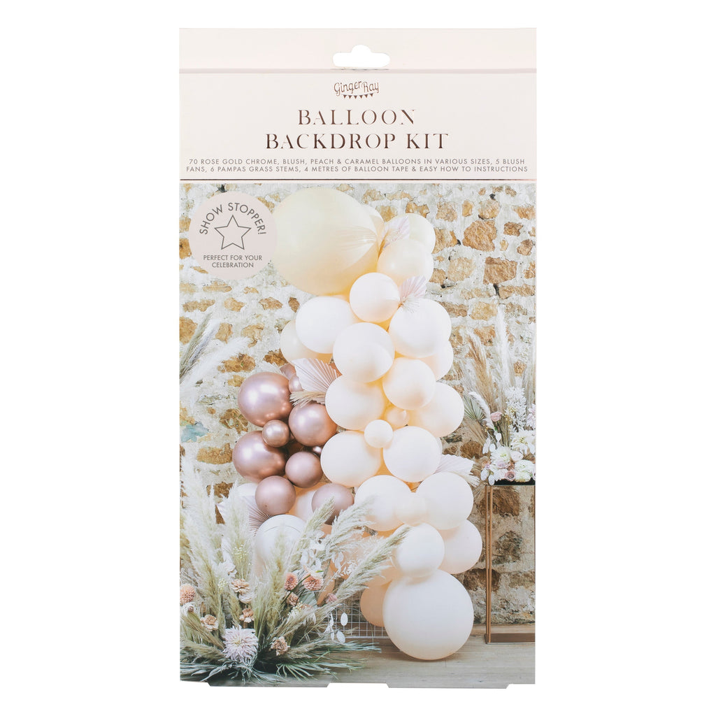 Pampas, White, Peach and Rose Gold Balloon Arch Kit- 5 Inner Pack