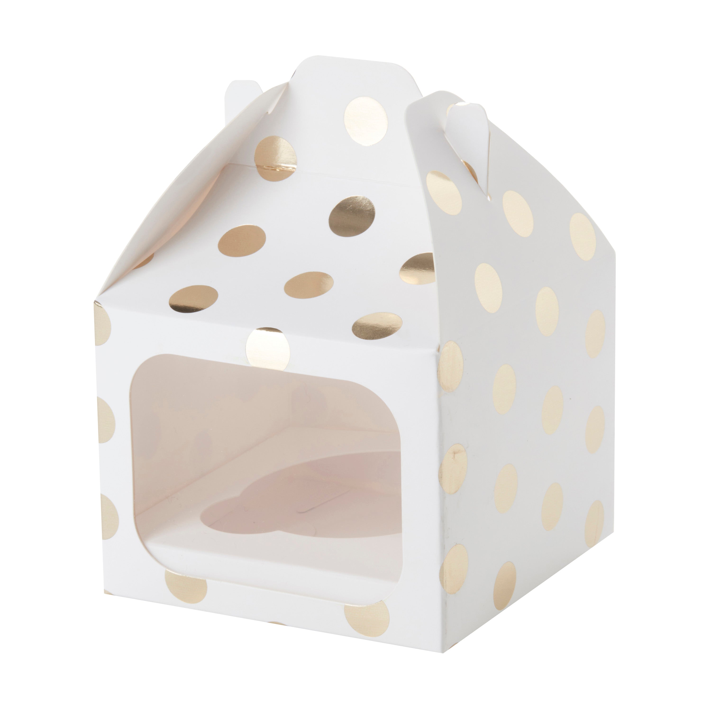 White and Gold Polka Dot Single Cupcake Box