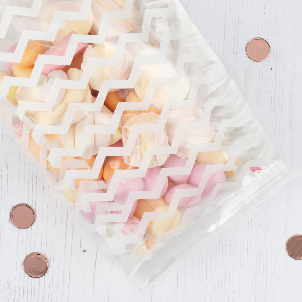 White Chevron Party Bags- 10 Inner Pack