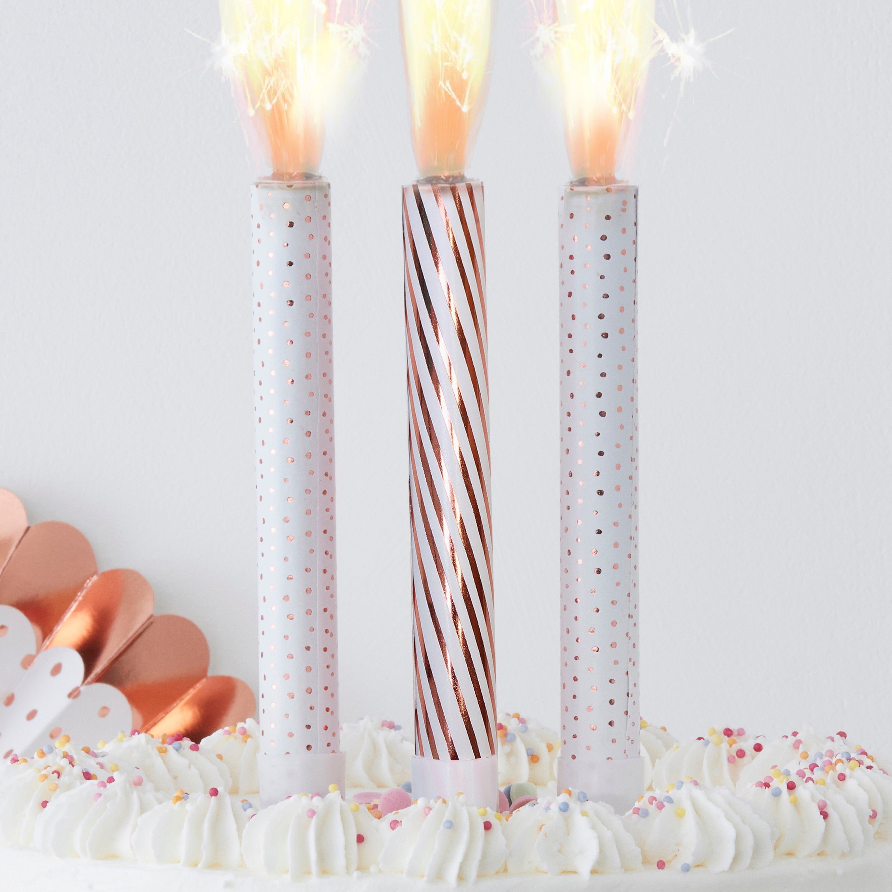 Rose Gold Cake Fountain Candles- 10 Inner Pack