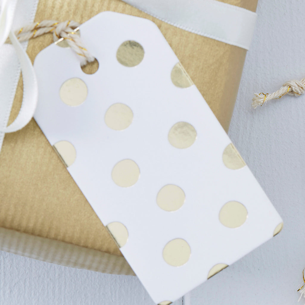 Foiled Gold Polka Dot Luggage Tags - Pick and Mix