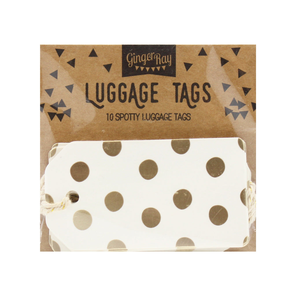 Foiled Gold Polka Dot Luggage Tags - Pick and Mix