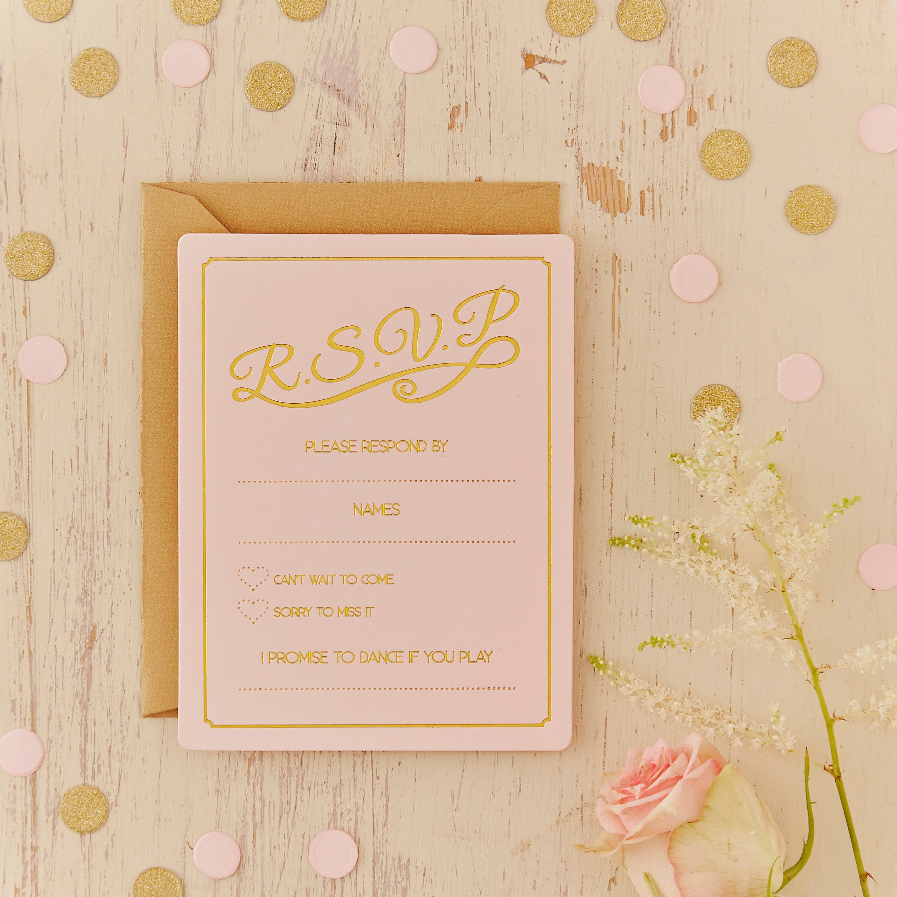 Gold Foiled RSVP Cards - Pastel Perfection- 10 Inner Pack