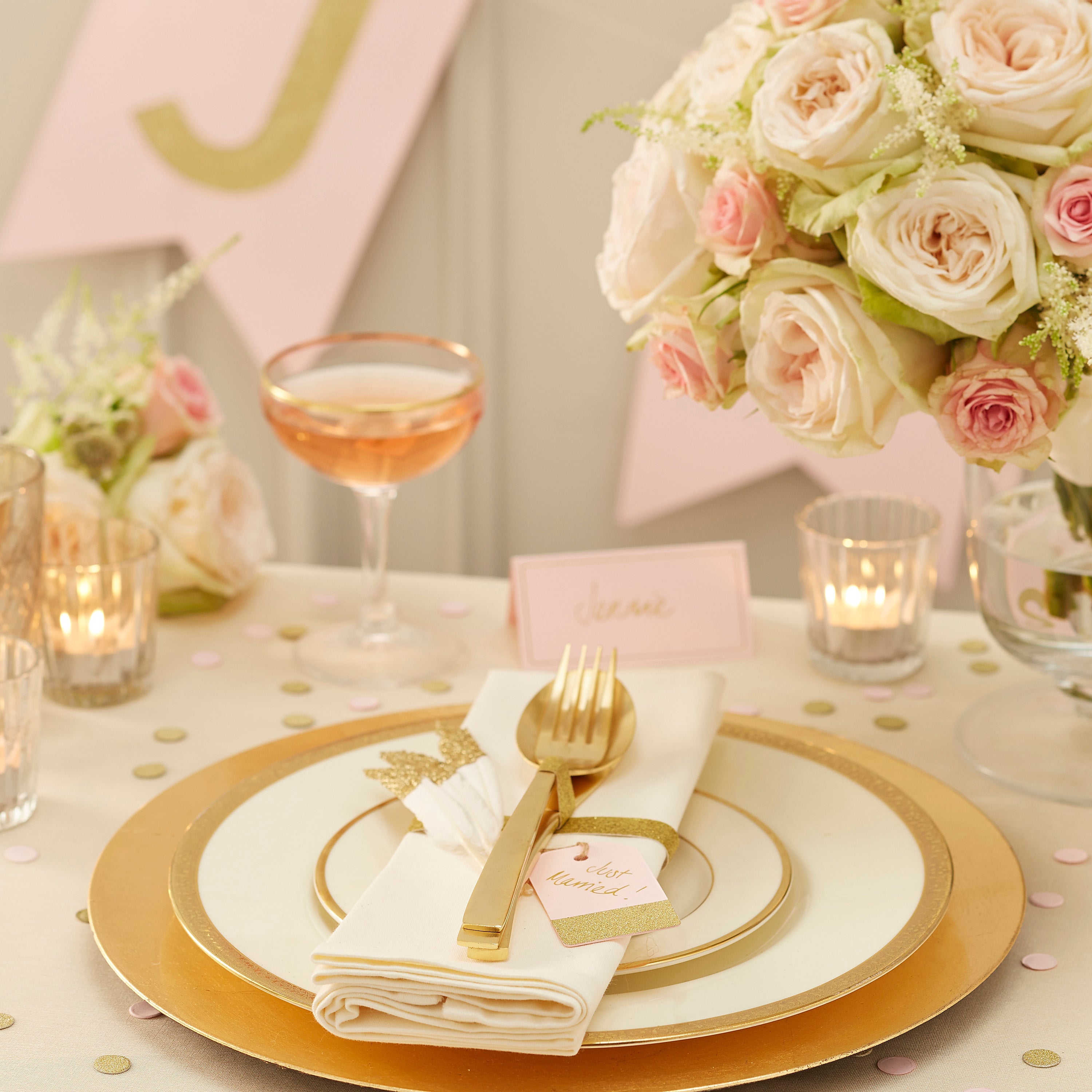Pink & Gold Candy Bar Bunting - Pastel Perfection