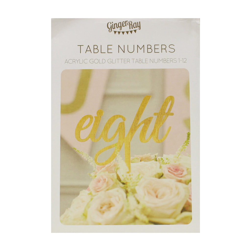 Gold Glitter Wedding Table Numbers 1-12