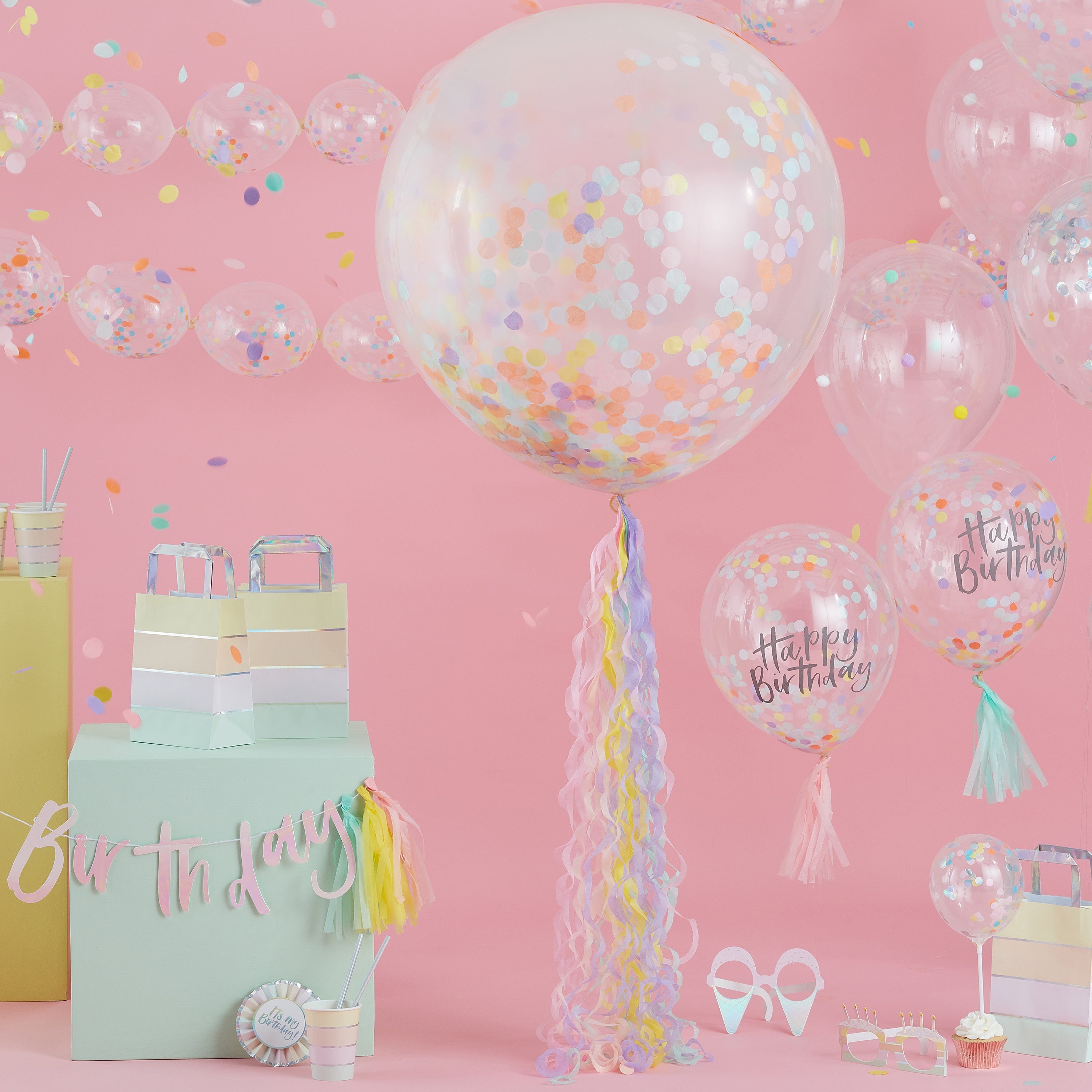 Giant Pastel Confetti Balloons