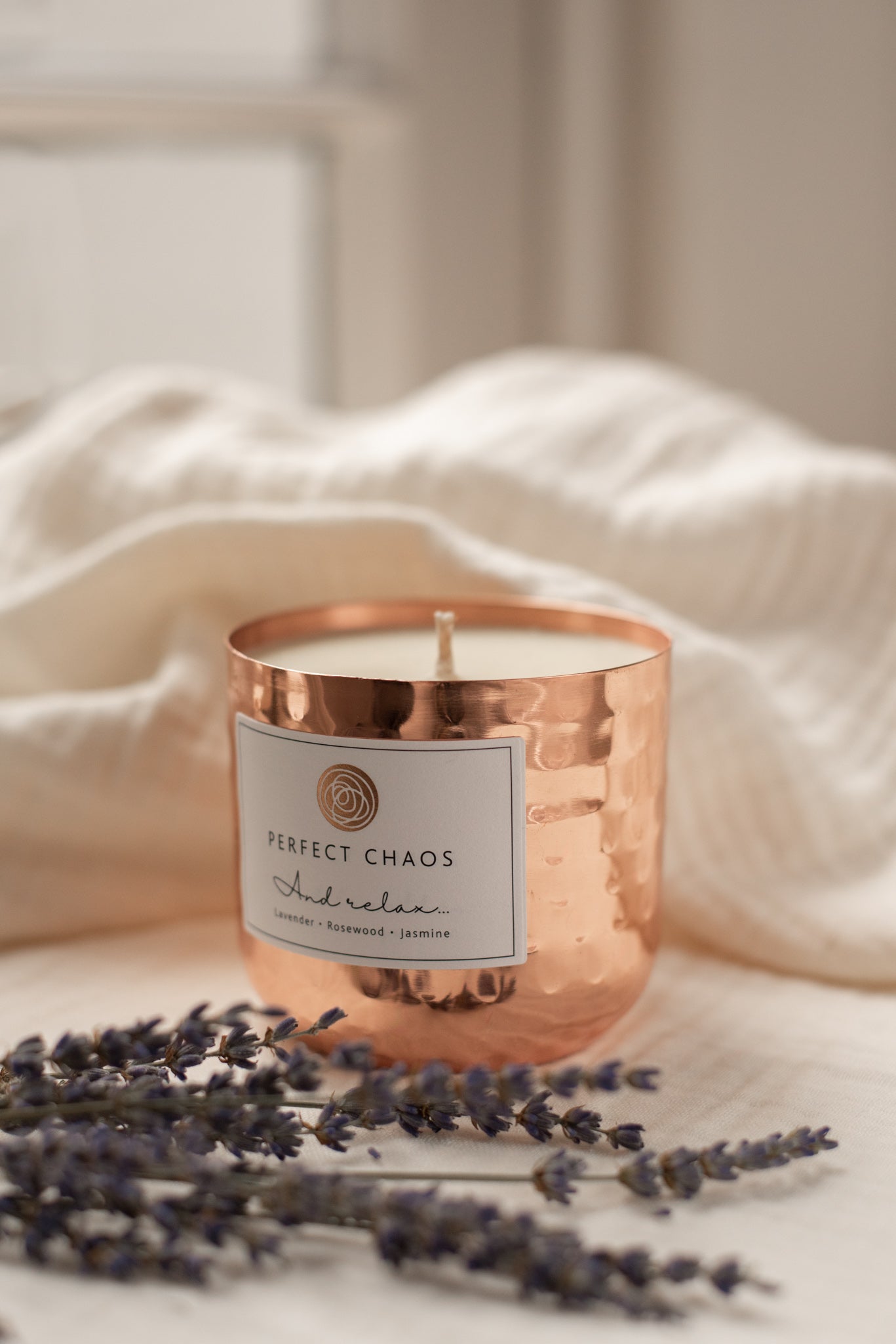 Copper Dimpled Candle - And Relax