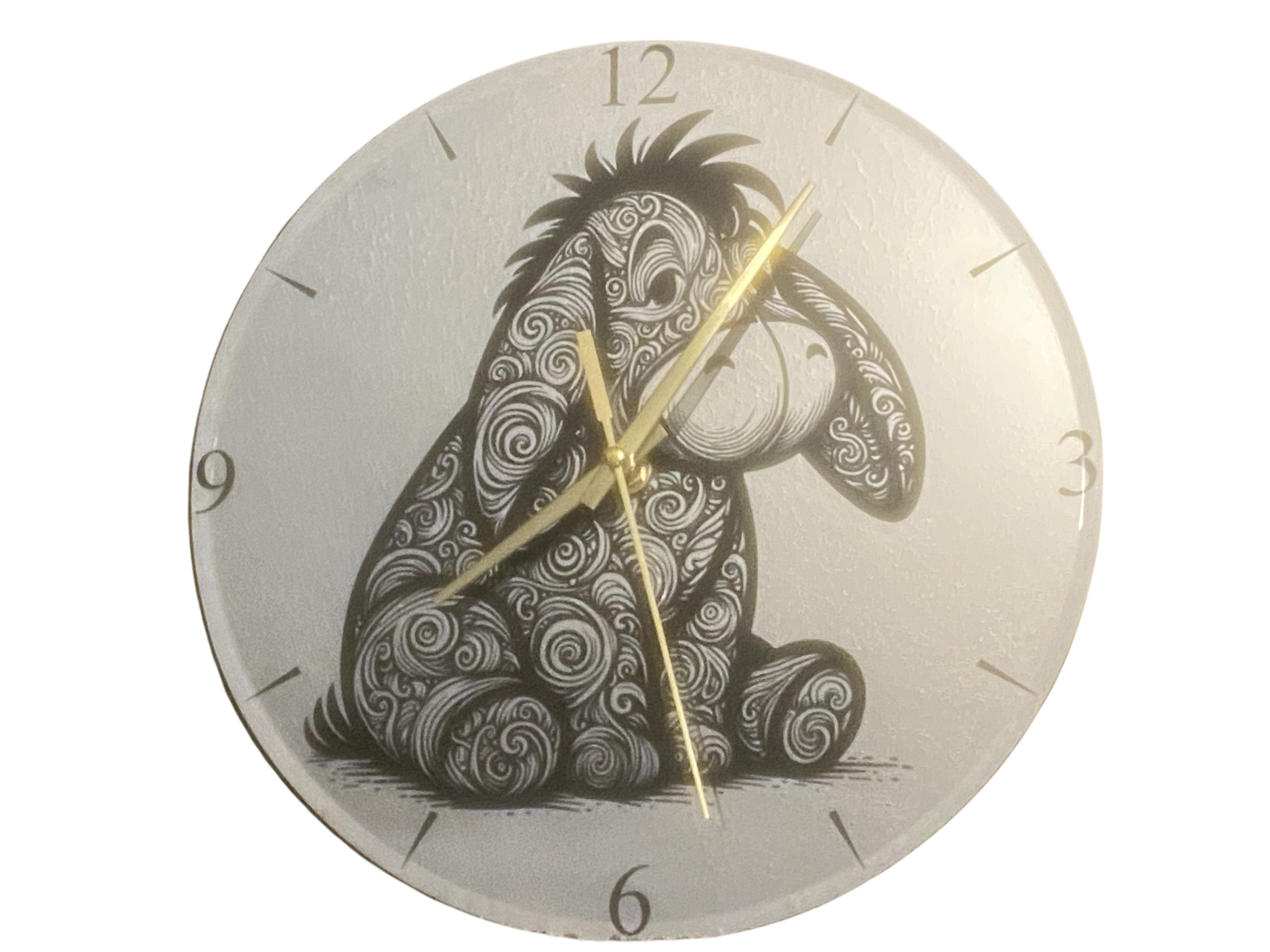 Eeyore inspired Laser Engraved Mirror Wall Clock