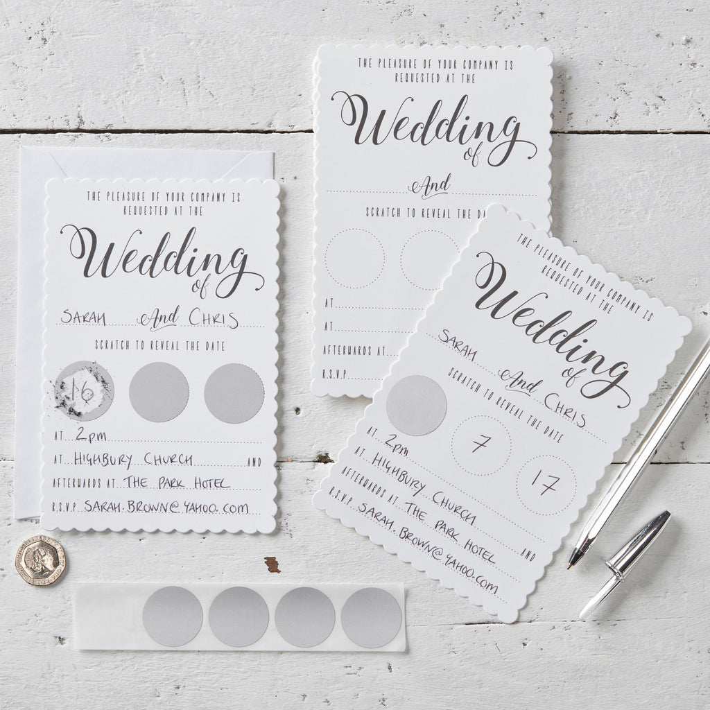 White Scratch The Date Wedding invitations - Scratch & Reveal