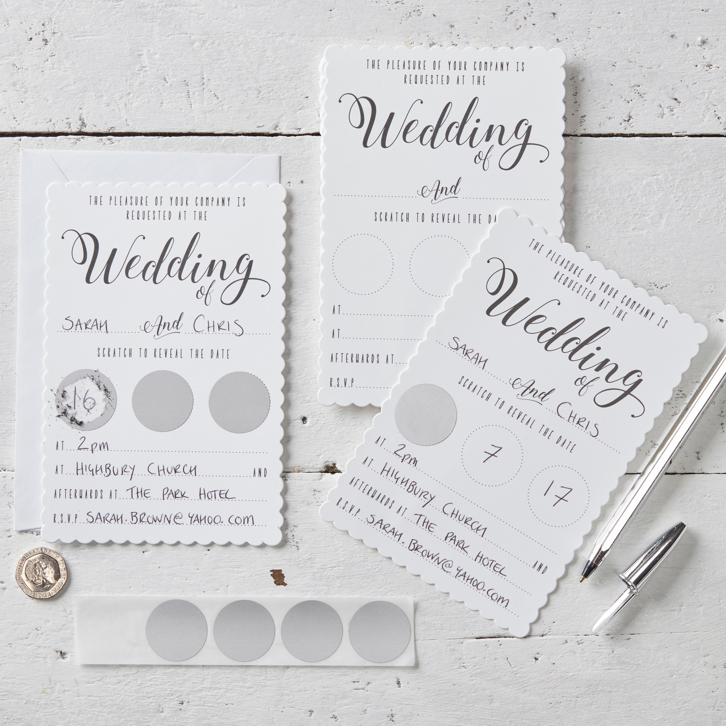 White Scratch The Date Wedding invitations - Scratch & Reveal