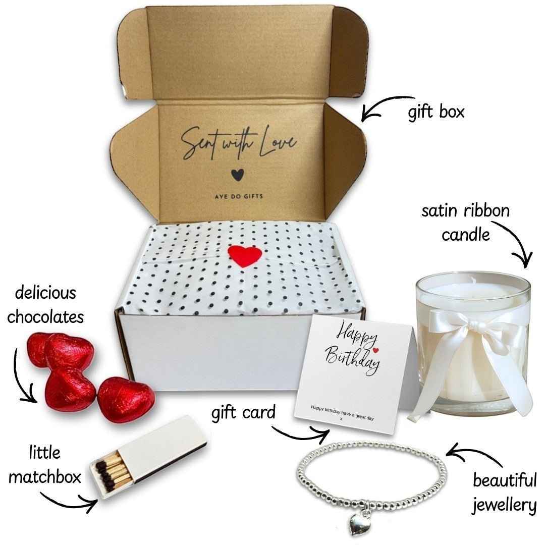 Small Best Dog Mum Gift Hamper Heart Earrings Chocolates & Candle