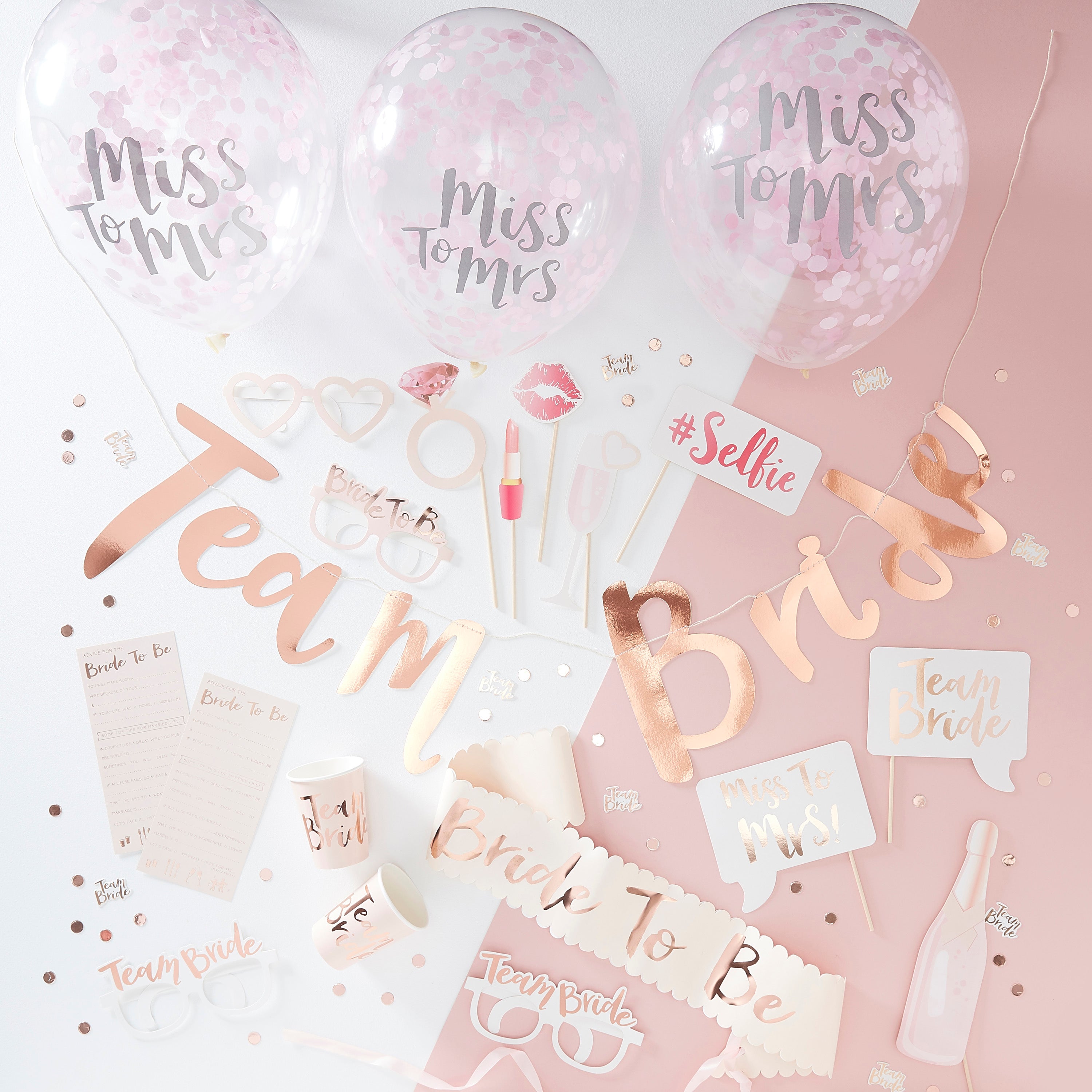 Kit de Fête de Poules Or Rose - 5 packs intérieurs