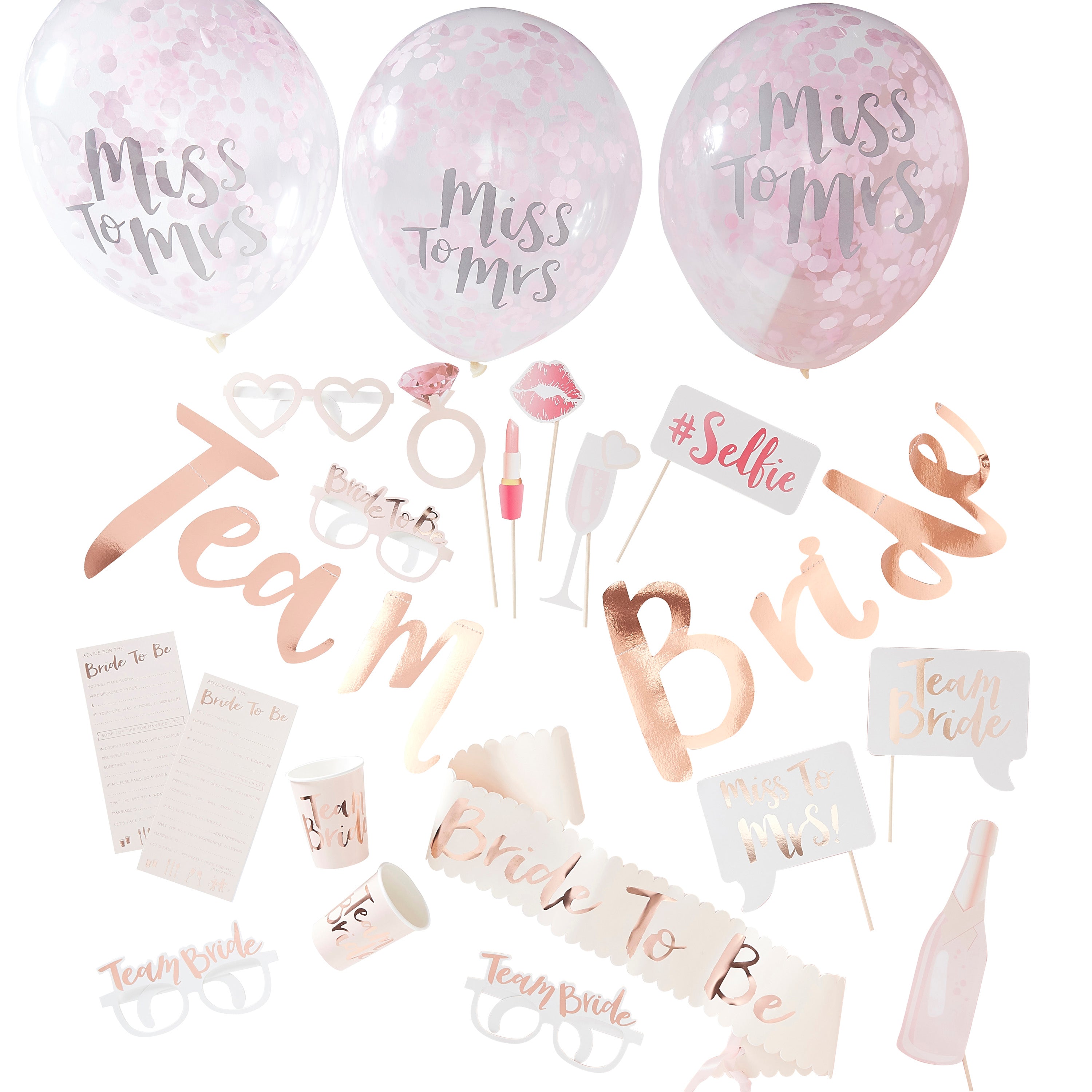 Kit de Fête de Poules Or Rose - 5 packs intérieurs
