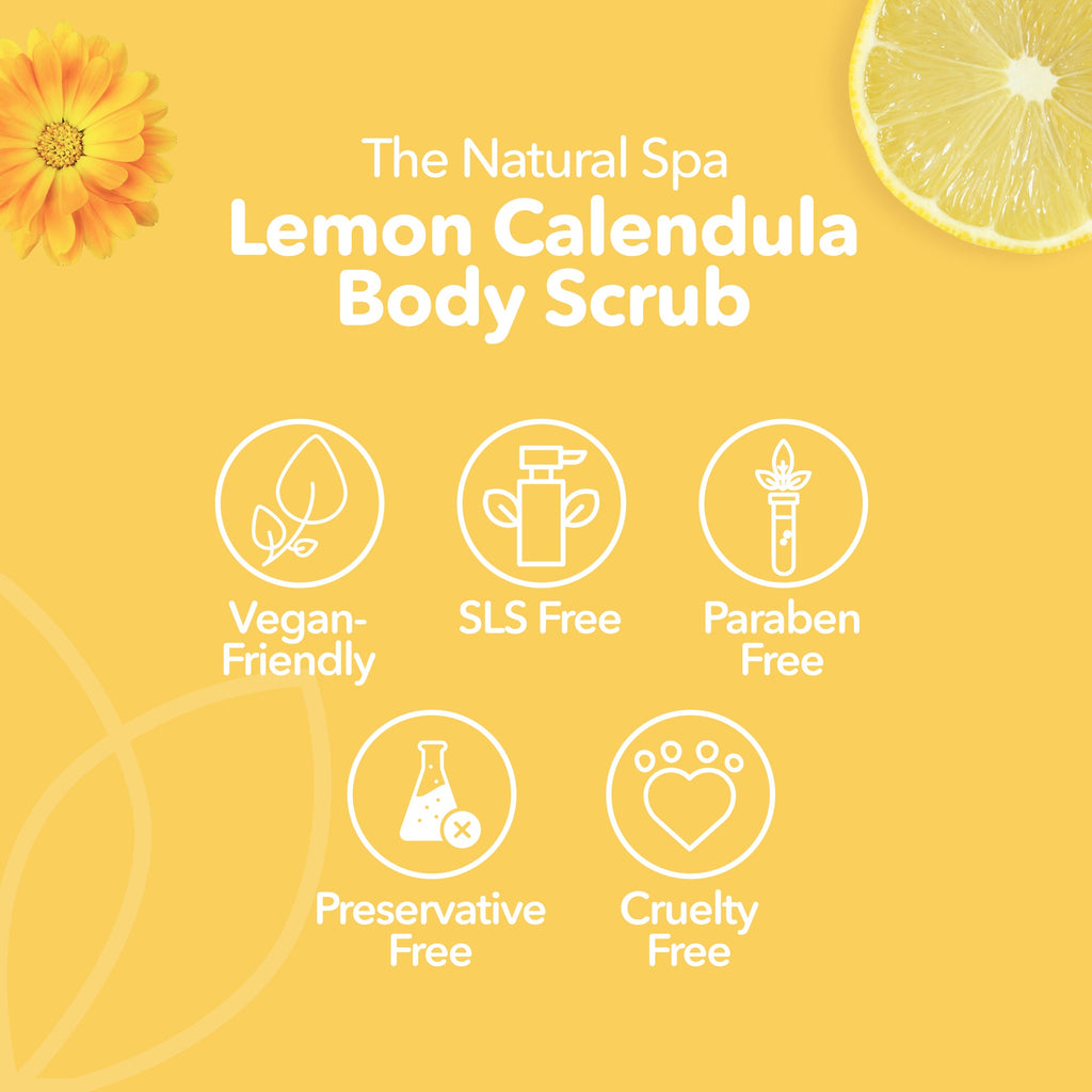 Lemon Calendula Body Scrub | Natural Exfoliating Sugar Scrub for Smooth, Glowing Skin | Vegan, Plastic-Free Skincare | 3 Size Options