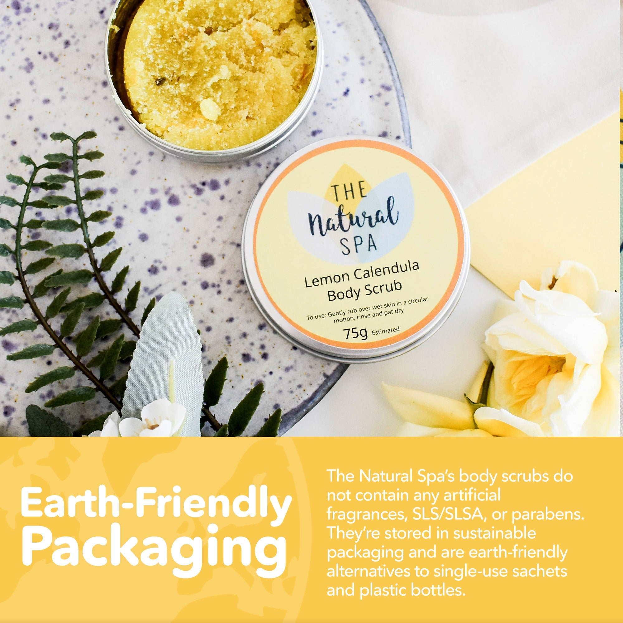 Lemon Calendula Body Scrub | Natural Exfoliating Sugar Scrub for Smooth, Glowing Skin | Vegan, Plastic-Free Skincare | 3 Size Options