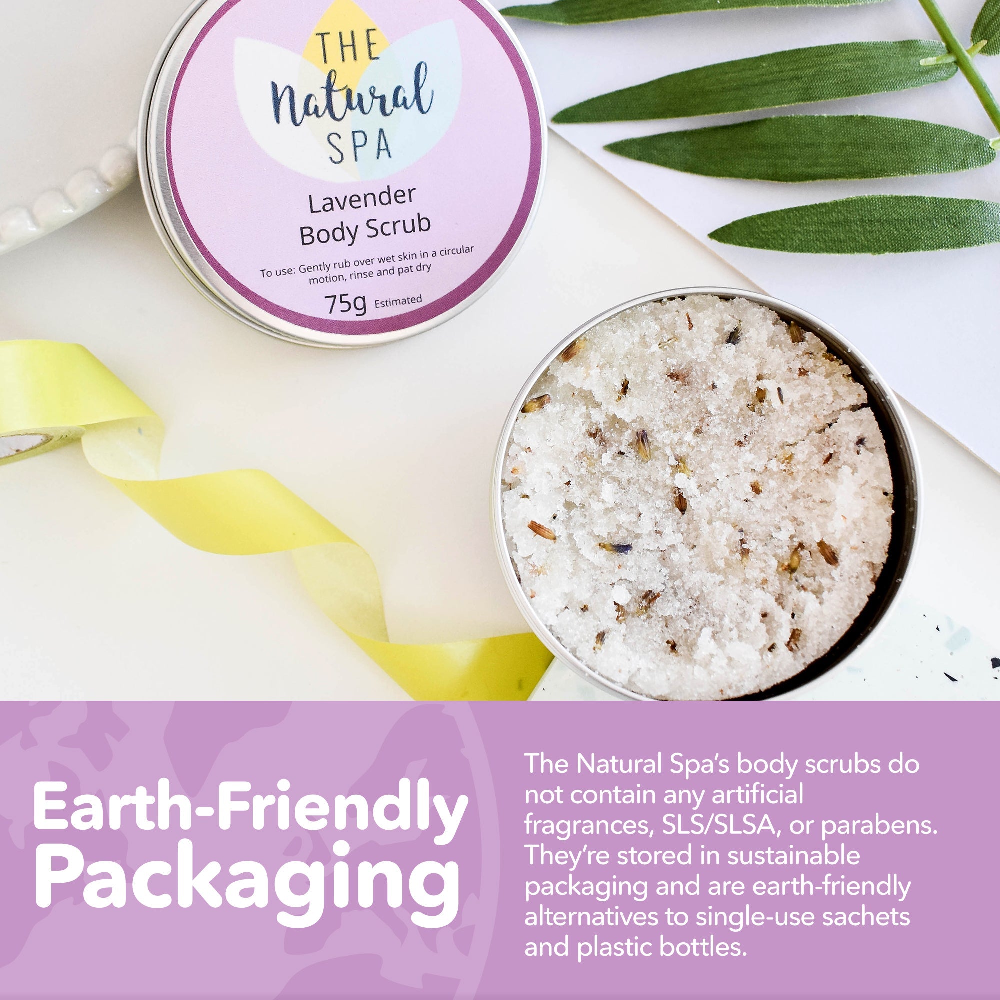 Lavendel-Körperpeeling | Natürliches Zuckerpeeling für entspannende, glatte Haut | Vegane, plastikfreie Hautpflege | 3 Größenoptionen