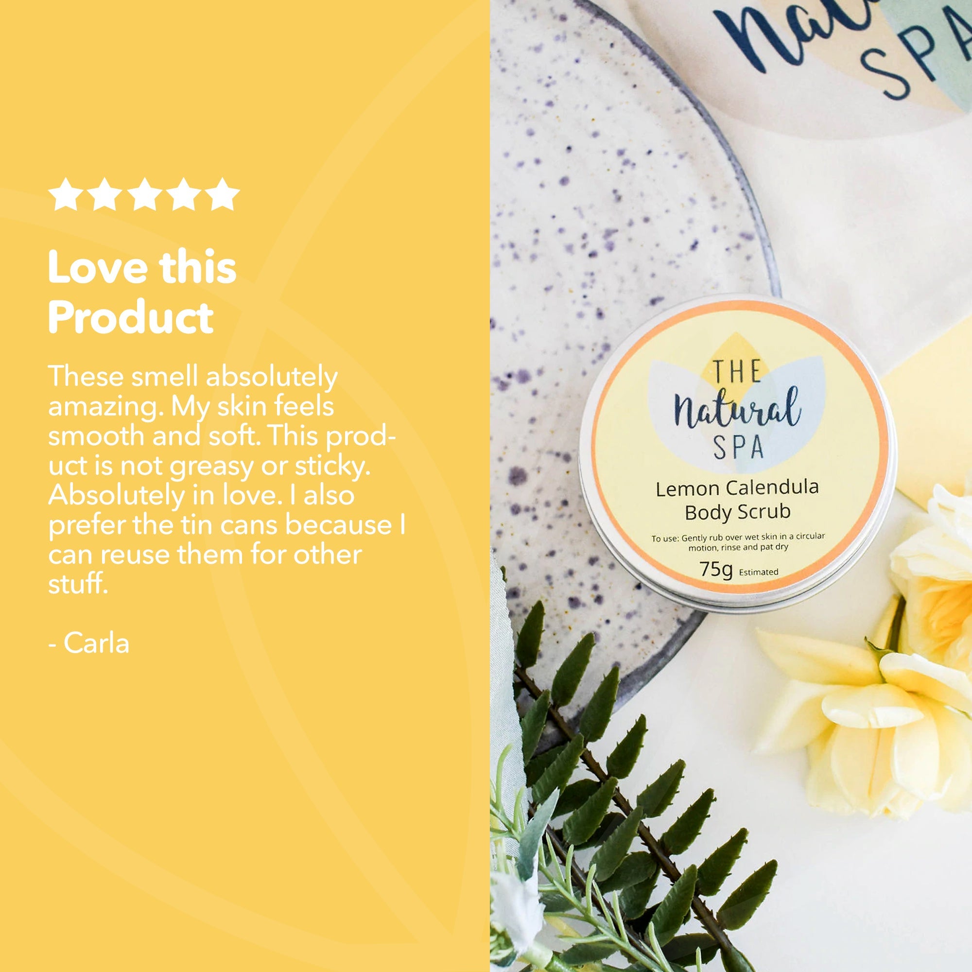 Lemon Calendula Body Scrub | Natural Exfoliating Sugar Scrub for Smooth, Glowing Skin | Vegan, Plastic-Free Skincare | 3 Size Options