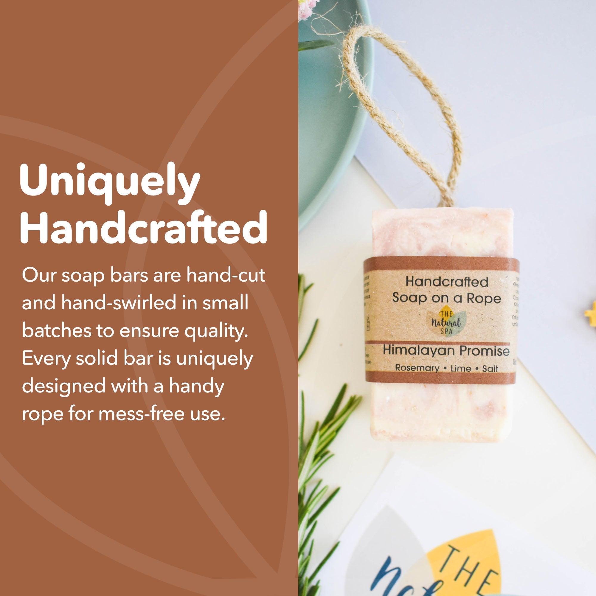 Himalayan Promise Soap Bar | Rosemary Lime & Himalayan Pink Salt Natural Handcrafted Soap | Vegan, Plastic-Free Skincare | 2 Styles Available