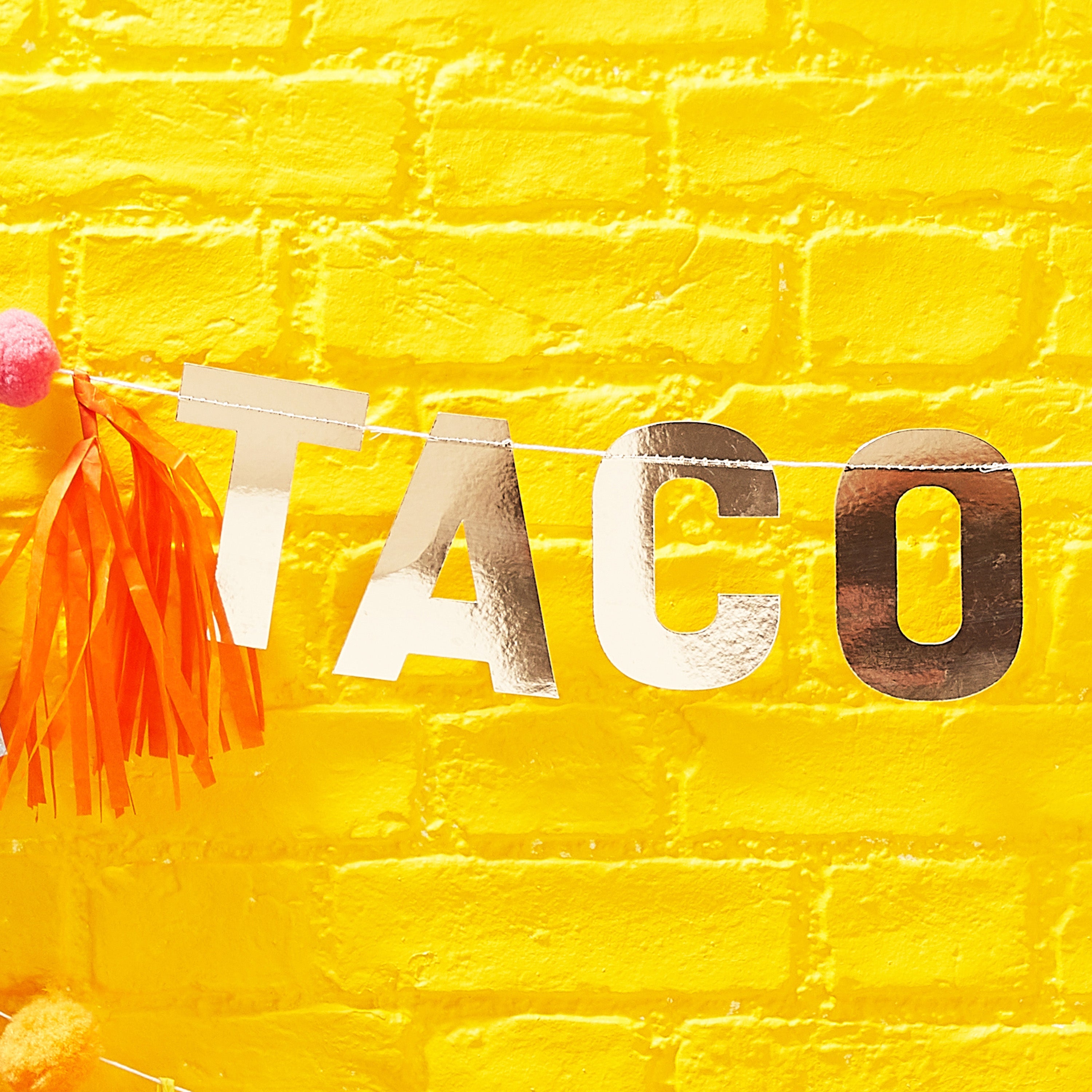 Gold Taco Party Pompom and Tassel Party Wimpelkette - Viva la fiesta