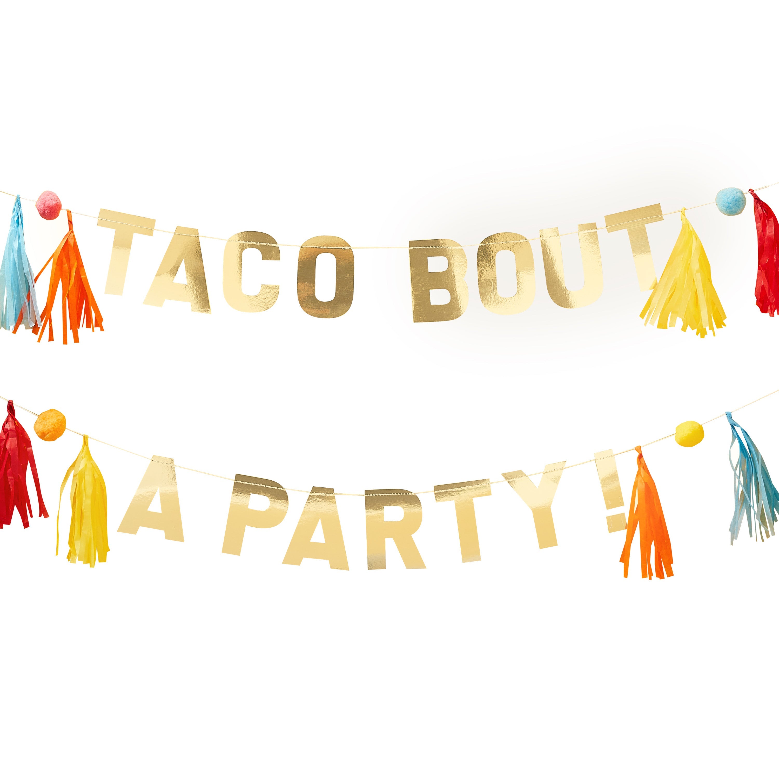 Gold Taco Party Pompom and Tassel Party Wimpelkette - Viva la fiesta