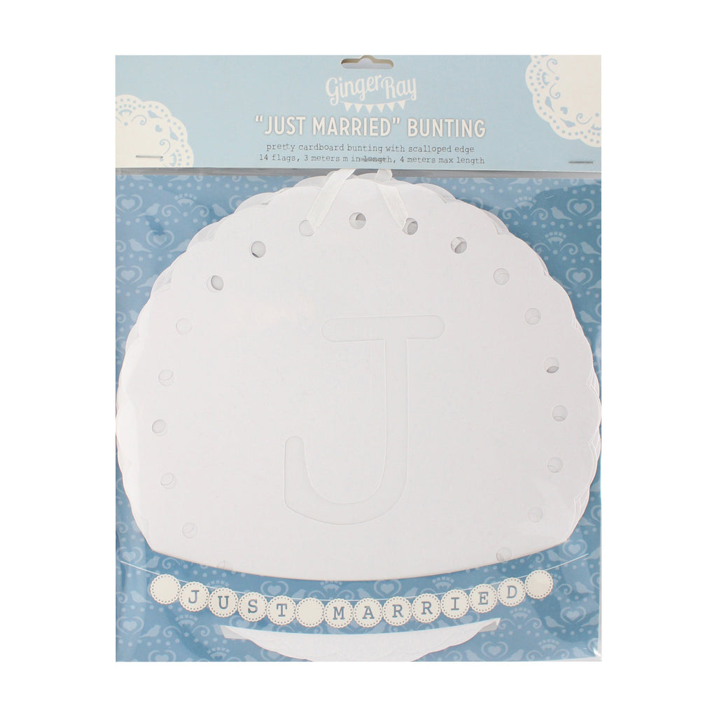 Guirlande « Just Married » – Blanc – Dentelle Vintage – Lot de 5