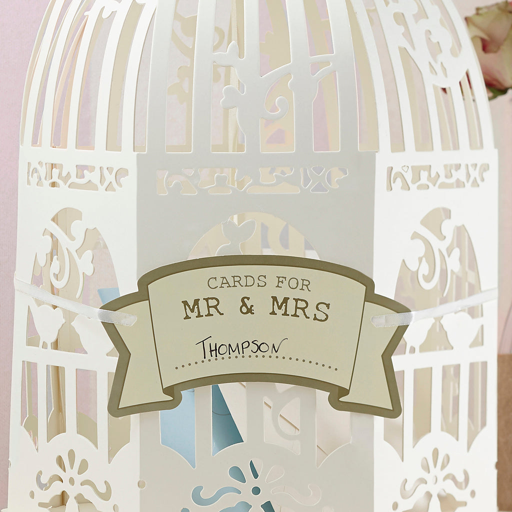 Wedding Post Box Birdcage in Ivory - Vintage Lace