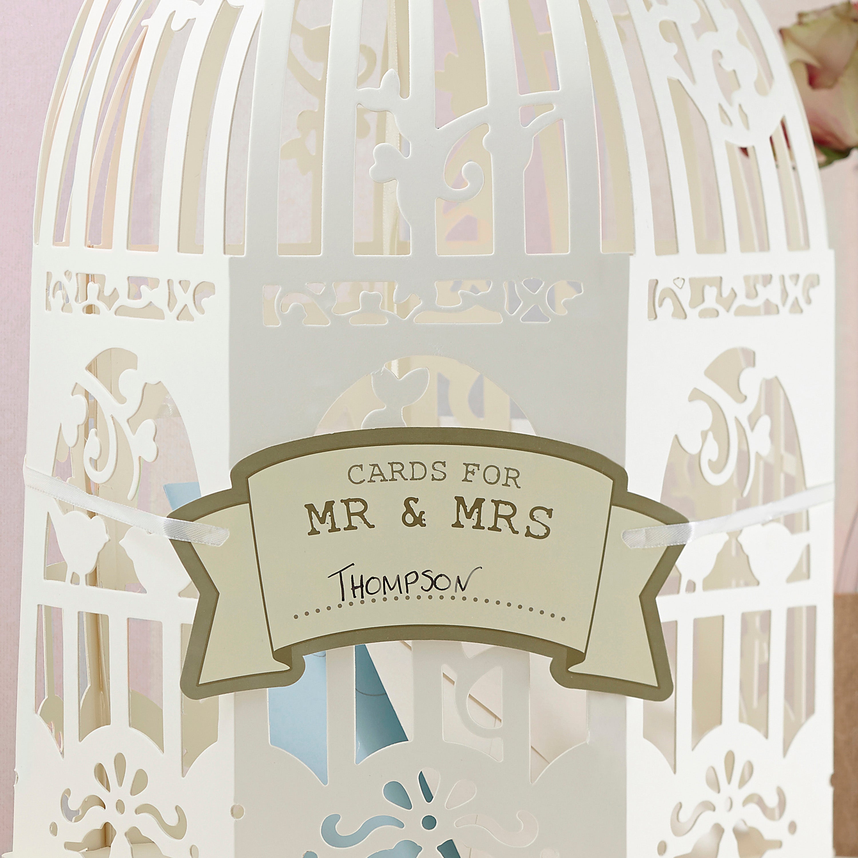 Wedding Post Box Birdcage in Ivory - Vintage Lace
