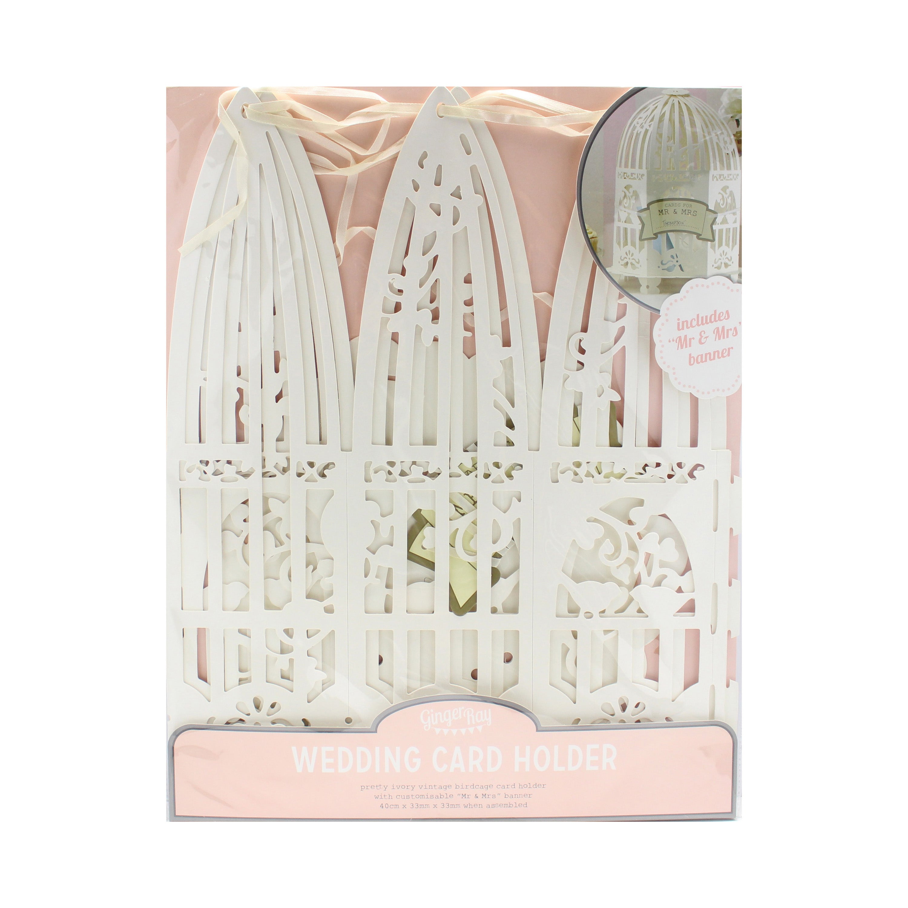 Wedding Post Box Birdcage in Ivory - Vintage Lace- 5 Inner Pack