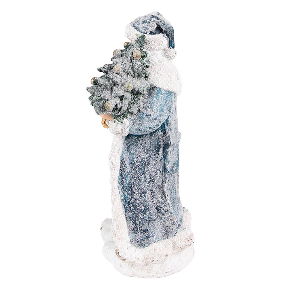 6PR3739 Figurine Santa Claus 21 cm Grey Blue Polyresin
