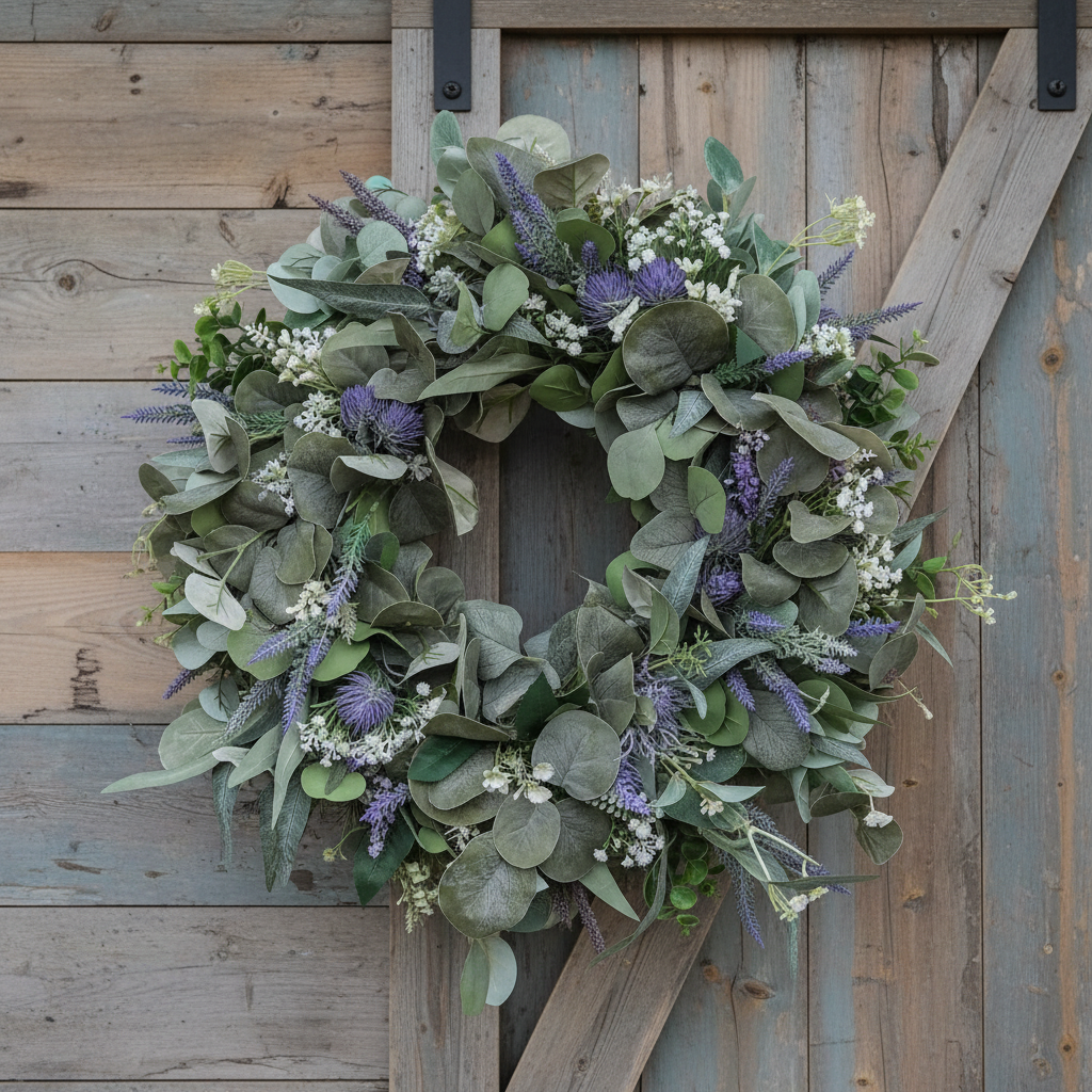All year round wreath rustic background