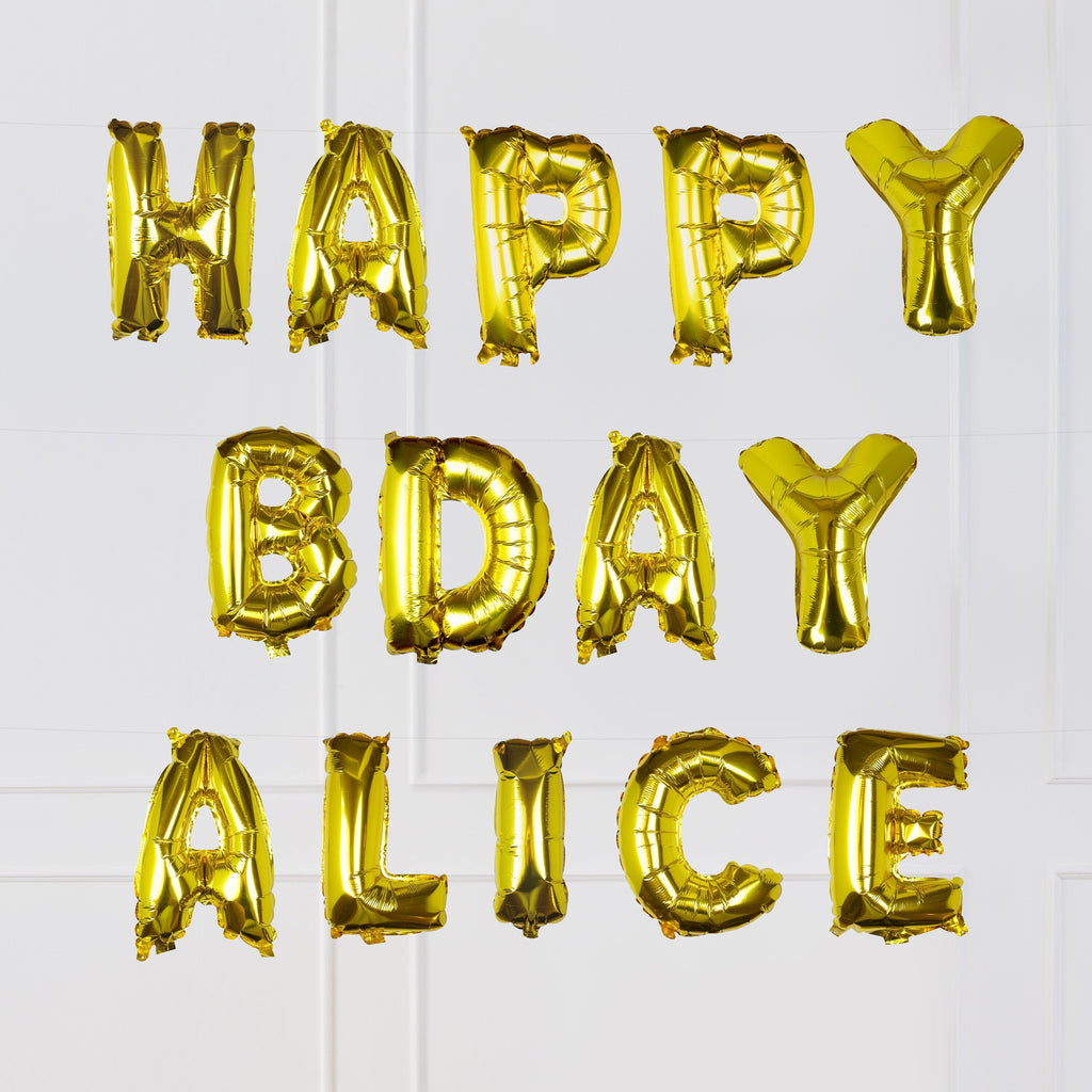 Goldfolien-Buchstabenballons – 5 Innenpackung