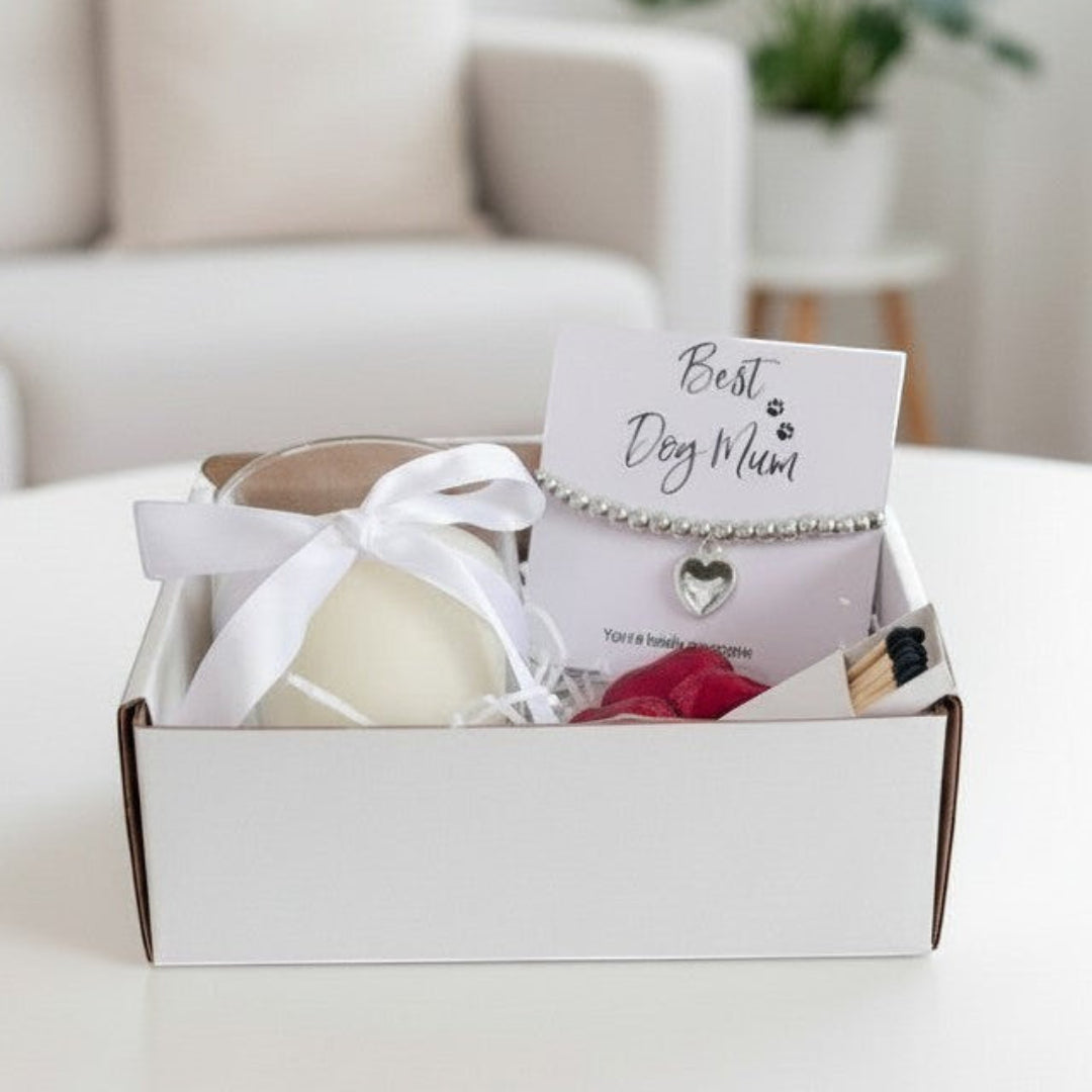 Small Best Dog Mum Gift Hamper | Bracelet, Chocolates & Candle