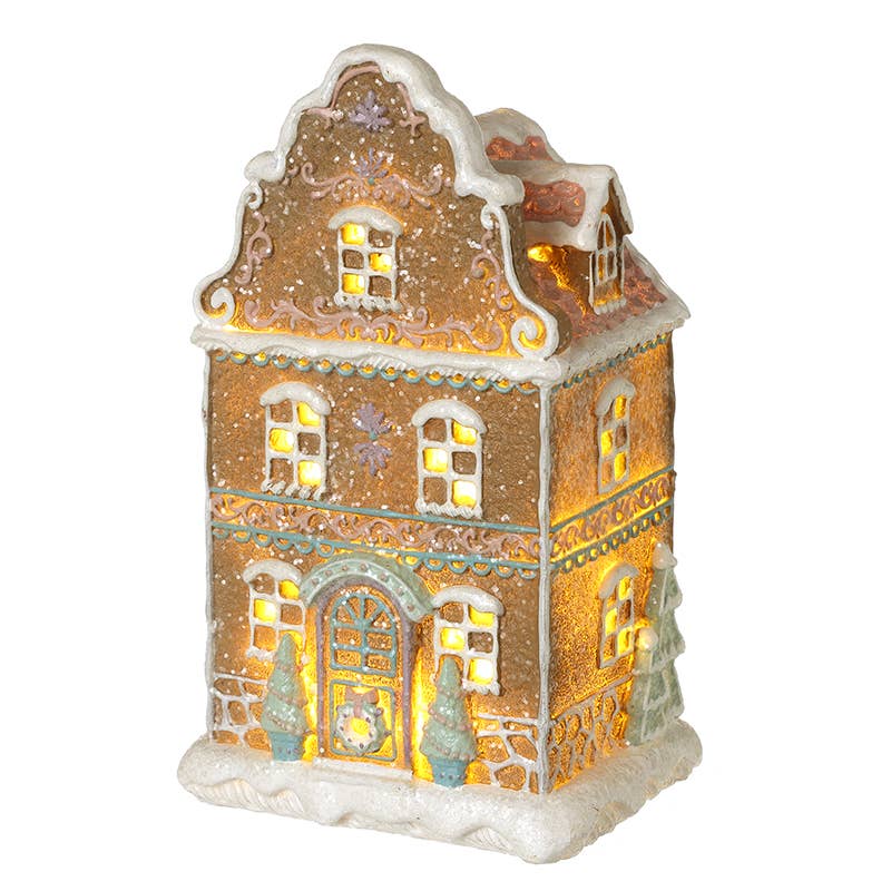 RESIN GINGERBREAD HOUSE ORNAMENT LED