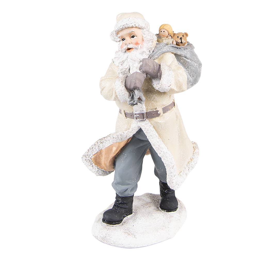 6PR3738 Figurine Santa Claus 21 cm Beige Grey Polyresin