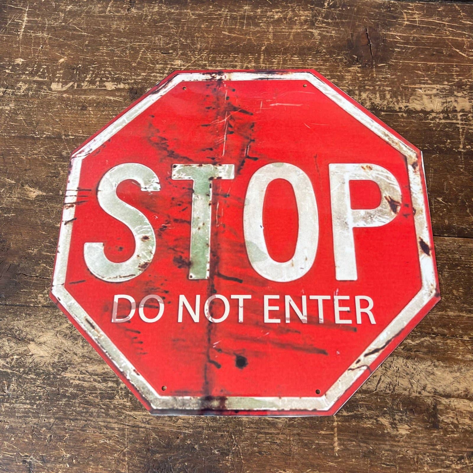 Vintage Metal Sign - Stop, Do Not Enter Sign: Red/White